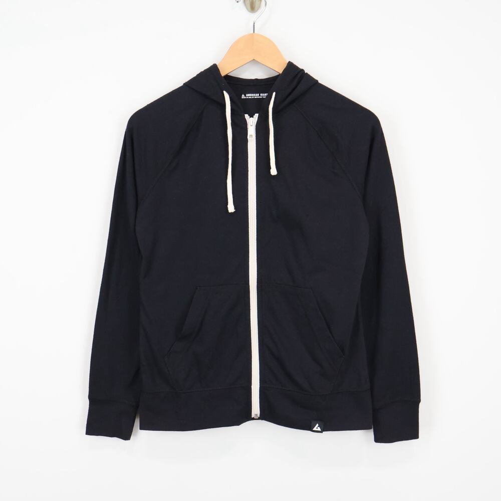 American Giant Women's Lightweight Full Zip Solid Black Size Small NWOT